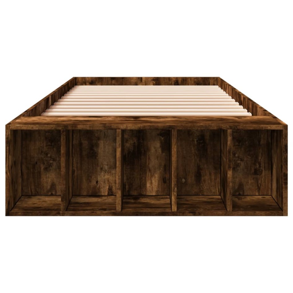 Estructura de cama madera de ingeniería roble ahumado 90x190