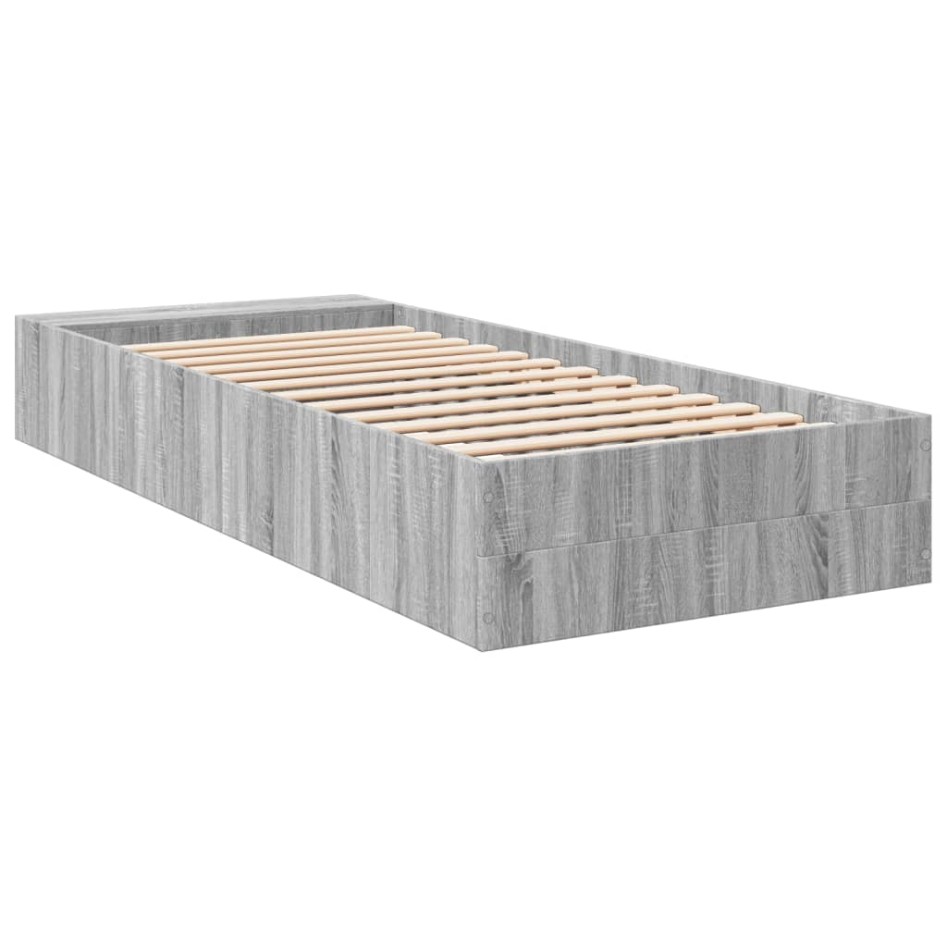 Estructura de cama madera de ingeniería gris Sonoma 75x190