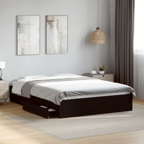 Cama con cajones madera de ingeniería negro 120x200