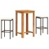 Mesa y taburetes de jardín 3 pzas madera acacia ratán PE