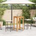 Mesa y taburetes de jardín 3 pzas madera acacia ratán PE