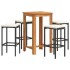 Mesa y taburetes de jardín 5 pzas madera acacia ratán PE