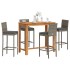 Mesa y taburetes de jardín 5 pzas madera acacia ratán PE