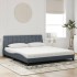 Cama con colchón terciopelo gris oscuro 180x200