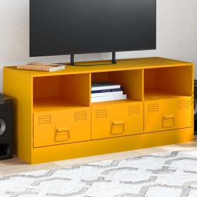 Mueble para TV de acero amarillo mostaza 99x39x44