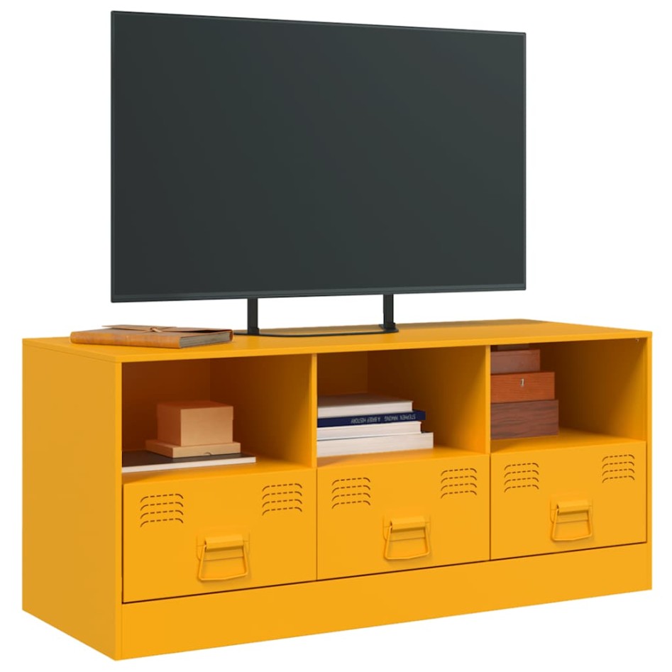 Mueble para TV de acero amarillo mostaza 99x39x44