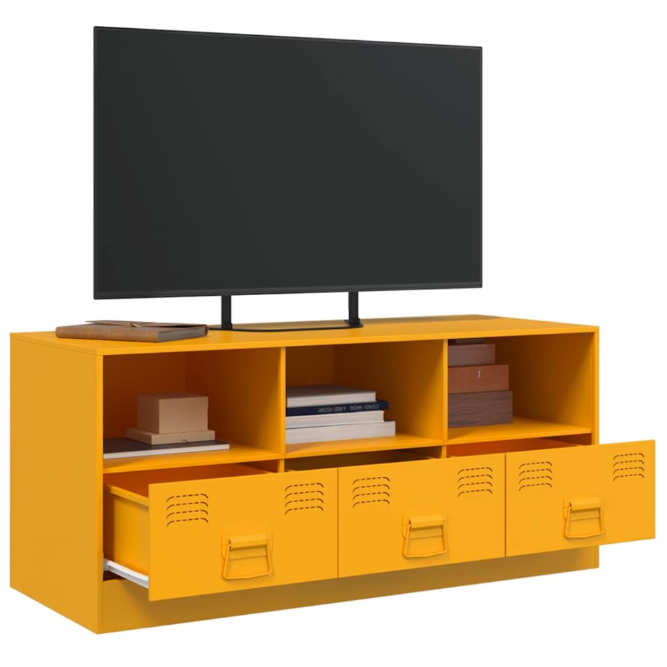 Mueble para TV de acero amarillo mostaza 99x39x44