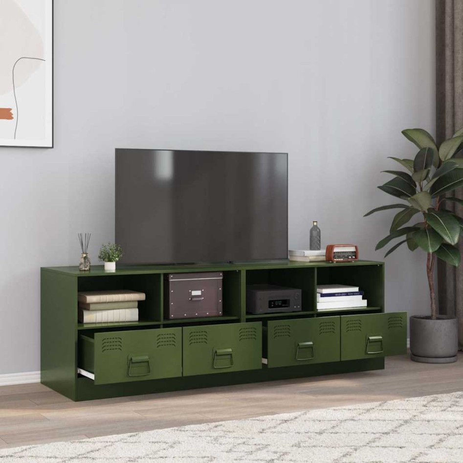 Muebles para TV 2 unidades acero verde oliva 67x39x44