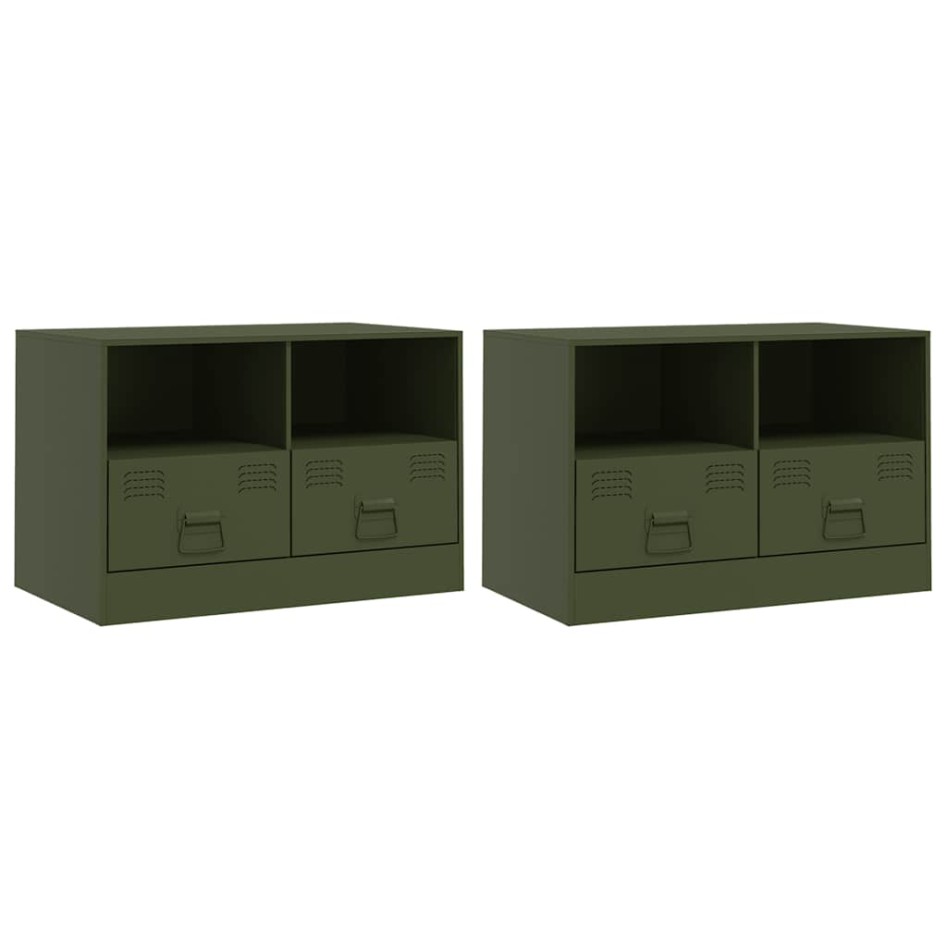 Muebles para TV 2 unidades acero verde oliva 67x39x44