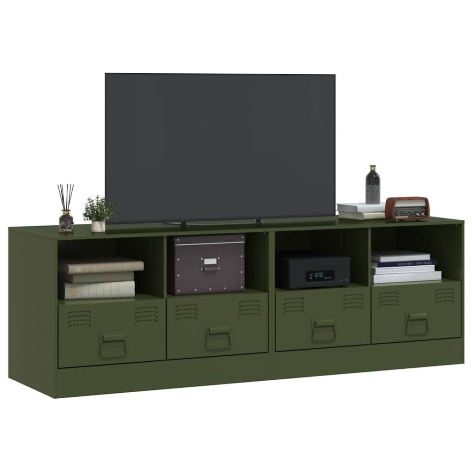 Muebles para TV 2 unidades acero verde oliva 67x39x44