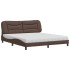 Cama con colchón cuero sintético marrón 180x200