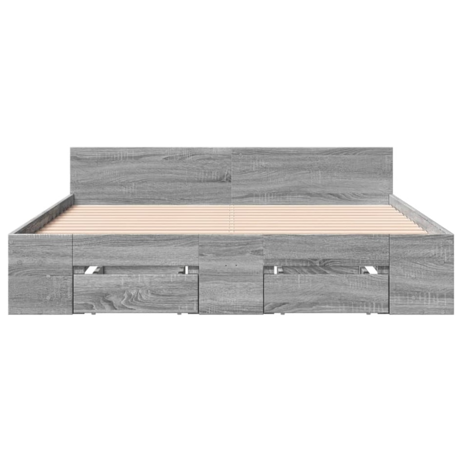 Cama con cajones madera ingeniería gris Sonoma 120x190