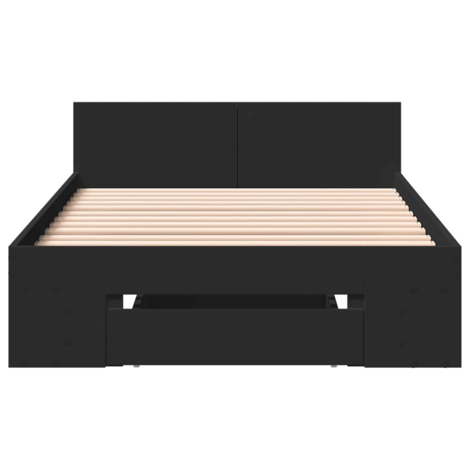 Cama con cajón madera de ingeniería negra 75x190
