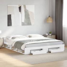 Estructura cama con cajones madera ingeniería blanca 200x200