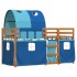 Litera con cortinas madera maciza de pino azul 90x190