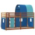 Litera con cortinas madera maciza de pino azul 90x190