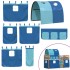 Litera con cortinas madera maciza de pino azul 90x190