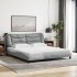 Cama con colchón de tela gris claro 180x200