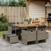 Set comedor jardín 9 pzas y cojines ratán sintético gris