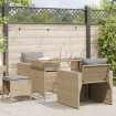 Juego de sofás jardín con cojines 4 pzas ratán sintético beige