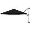 Sombrilla de pared con palo de metal negro 300 cm