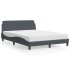 Cama con colchón terciopelo gris oscuro 140x200