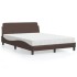 Cama con colchón cuero sintético marrón 140x200