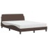 Cama con colchón cuero sintético marrón 140x200
