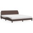 Cama con colchón cuero sintético marrón 180x200