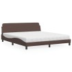 Cama con colchón cuero sintético marrón 180x200 cm