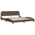 Cama con colchón cuero sintético marrón 180x200