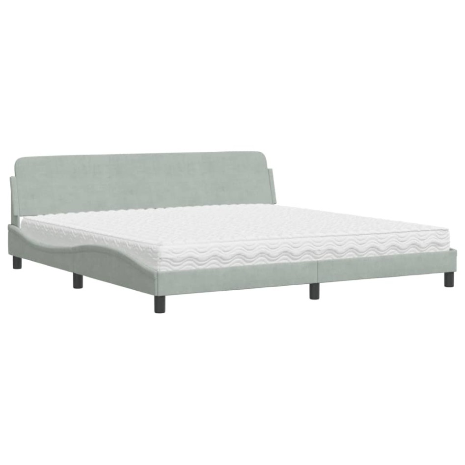 Cama con colchón terciopelo gris claro 200x200
