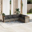 Set de muebles de jardín 6 pzas y cojines ratán sintético gris