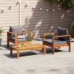 Set de sofás de jardín con cojines 3 pzas madera maciza acacia