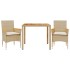 Set de comedor jardín 3 pzas con cojines ratán PE acacia