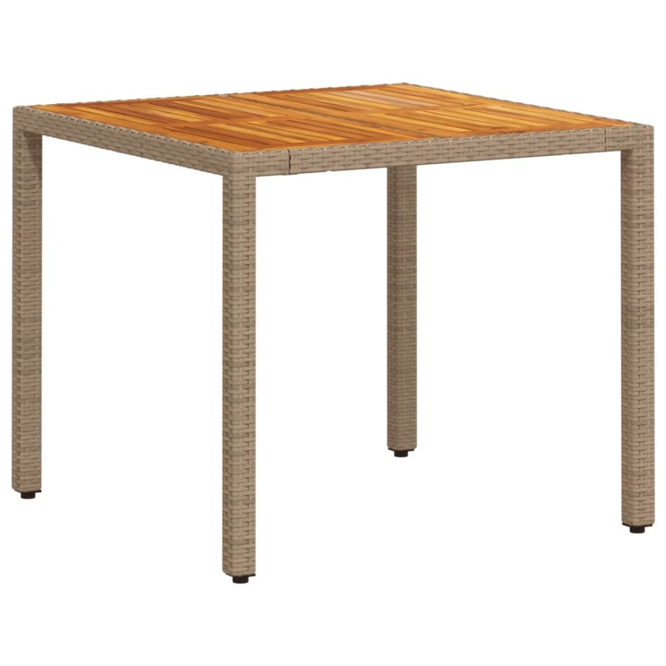 Set de comedor jardín 3 pzas con cojines ratán PE acacia