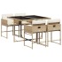 Set comedor de jardín 5 pzas con cojines ratán sintético