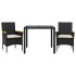 Set comedor jardín 3 pzas cojines ratán sintético vidrio