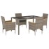 Set comedor jardín 5 pzas y cojines ratán sintético vidrio