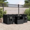 Set de sofás de jardín 7 pzas con cojines ratán sintético negro