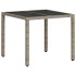 Set comedor jardín 5 pzas y cojines ratán PE vidrio gris