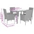 Set comedor jardín 5 pzas y cojines ratán PE vidrio gris