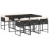 Set de comedor de jardín 7 pzas y cojines ratán sintético