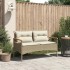 Banco de jardín y cojines ratán sintético beige 116x62,5x74