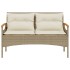 Banco de jardín y cojines ratán sintético beige 116x62,5x74