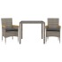 Set comedor jardín 3 pzas y cojines ratán sintético vidrio