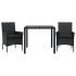 Set comedor jardín 3 pzas cojines ratán sintético vidrio