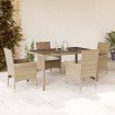 Set comedor jardín 5 pzas cojines ratán sintético vidrio beige