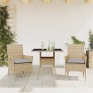 Set comedor jardín 3 pzas cojines ratán sintético vidrio beige