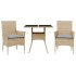 Set comedor jardín 3 pzas cojines ratán sintético vidrio